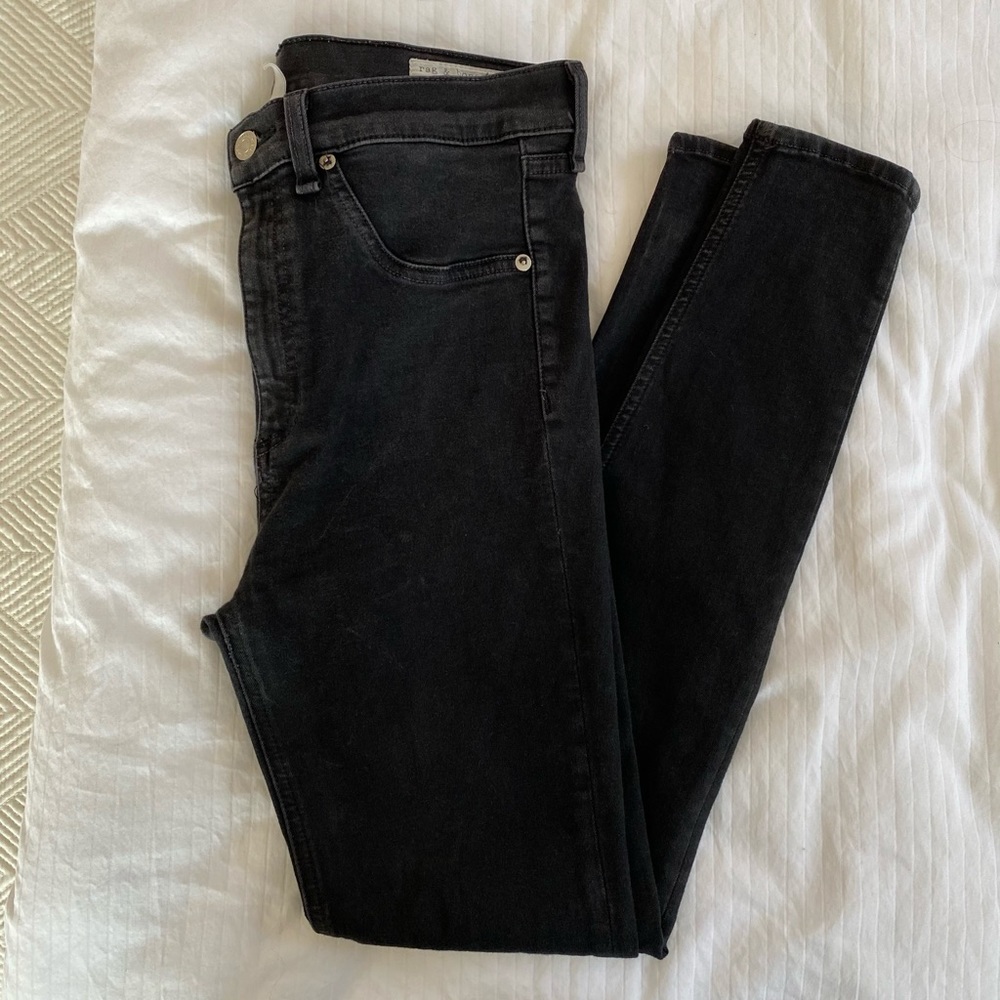 Rag & Bone Black High Rise Skinny Ankle Jeans